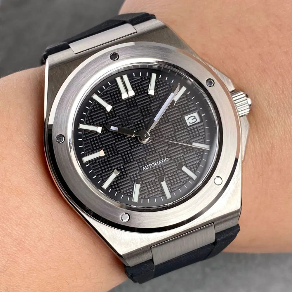 Relógio Mecânico Masculino Tandorio New Black Luxury Business Engineer Style com Vidro de Safira, 100m à Prova de Água, NH35A Automático