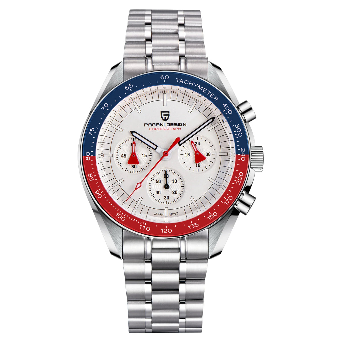 PAGANI DESIGN ‘New Moon’ Men’s Watch – Luxury quartz watch, chronograph, sapphire crystal with anti-reflective coating, ceramic bezel, luminescent hands