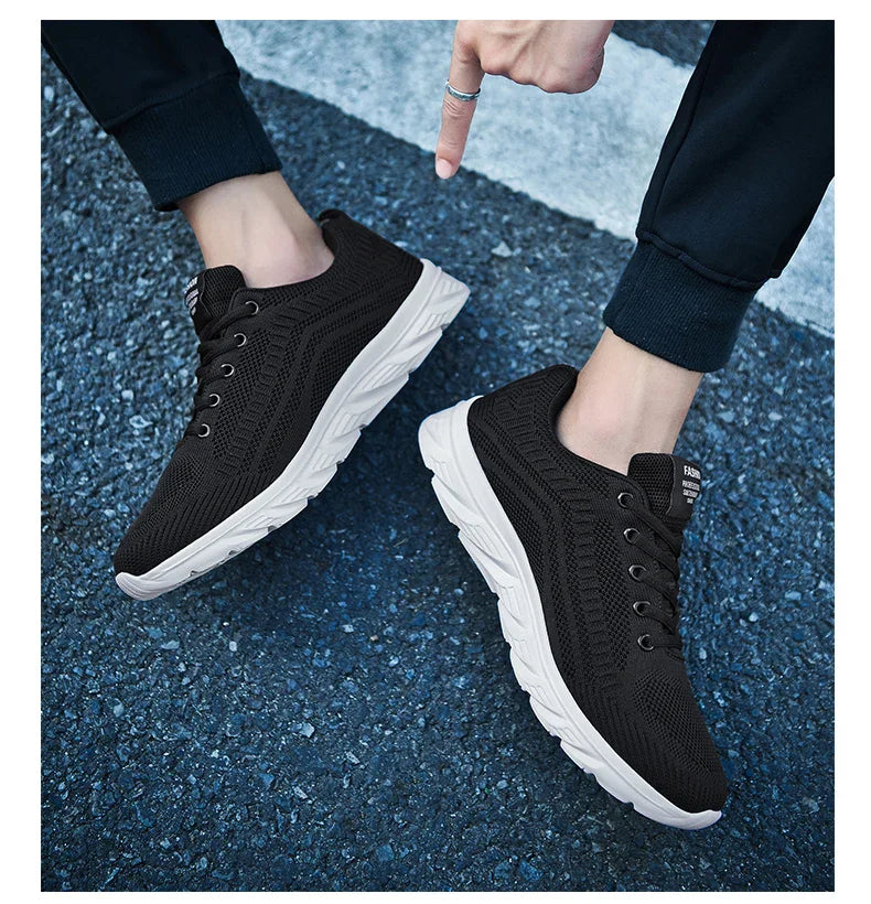 Zapatillas deportivas para hombre para correr y hacer jogging, sneakers casuales de exterior con cordones, malla transpirable ligera, para tenis y caminar al aire libre, tallas 39-46