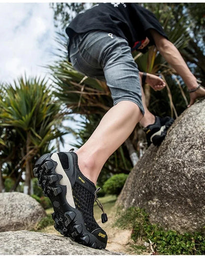 Sommer-Herren-Sportschuhe aus Mesh – modische Bergsteigerschuhe, atmungsaktiv, leicht, rutschfest – Outdoor-, Reise-, Lauf- und Freizeitschuhe