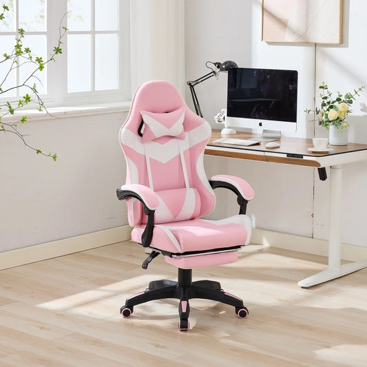 Ergonomic Rotating Gaming Chair, 360° Reclining Office Chair, Pivoting, Height-Adjustable, Footrest, Headrest