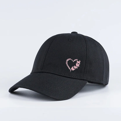 Butterfly Heart Print Baseball Cap Adjustable Unisex Gift For Girlfriend & Romantic Lovers