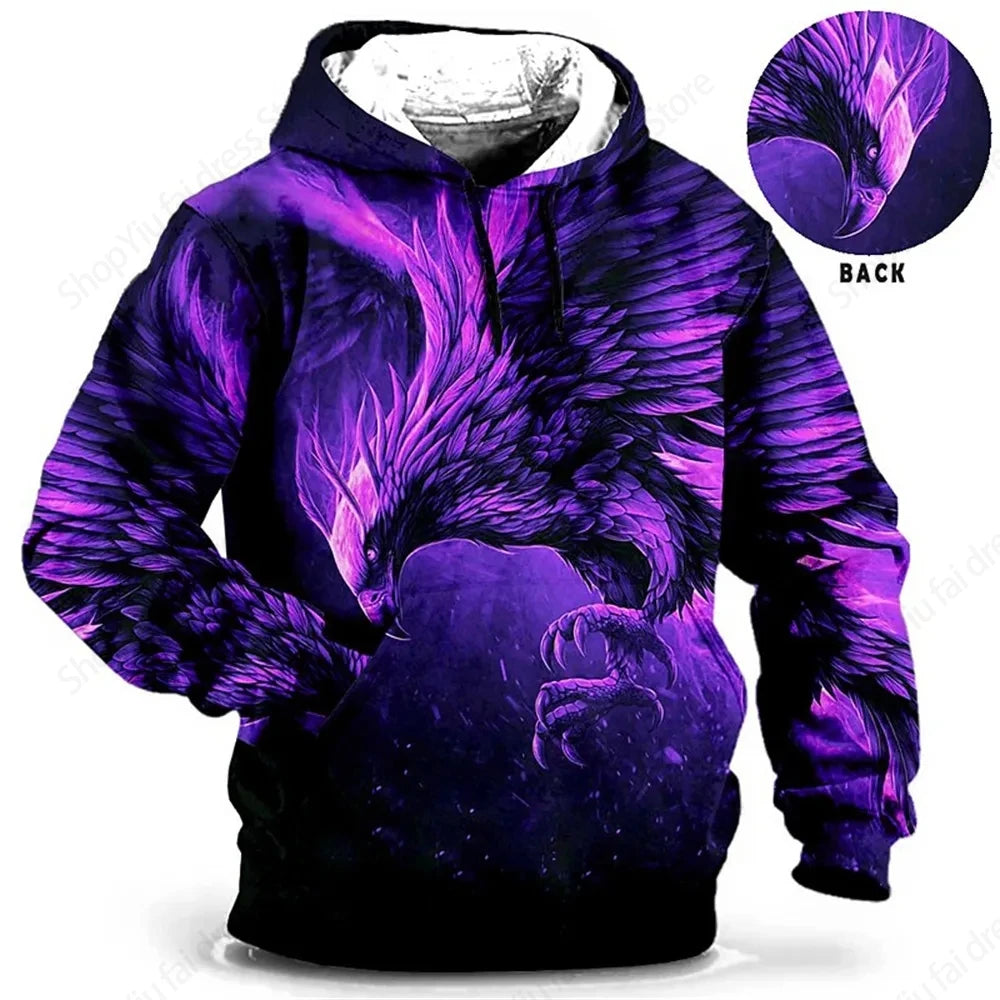 Sweat à capuz vintage para homem com padrão de lobo e abelha, estampado 3D, sweatshirt de moda, casaco para rapaz e mulher, fato de treino 6XL