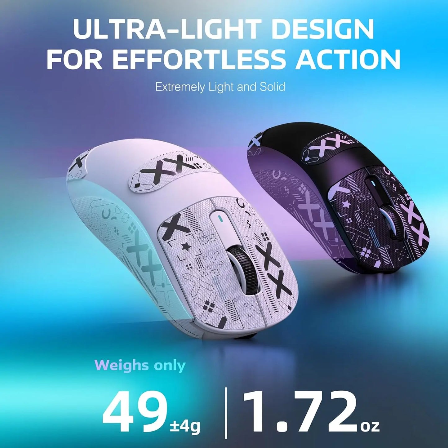 Rato Gaming Sem Fios Leve ATTACK SHARK X3, 49g, Tri-Mode, Sensor PAW3395 de 26K DPI, Autonomia de 200h, 5 Botões Programáveis