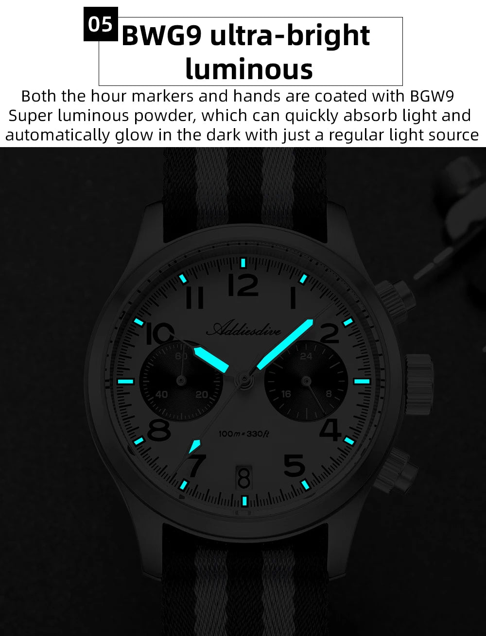 Reloj para hombre ADDIESDIVE 2025 New Panda Eye, retro de lujo, cuarzo VK64, cronógrafo deportivo, impermeable 100M, luminoso