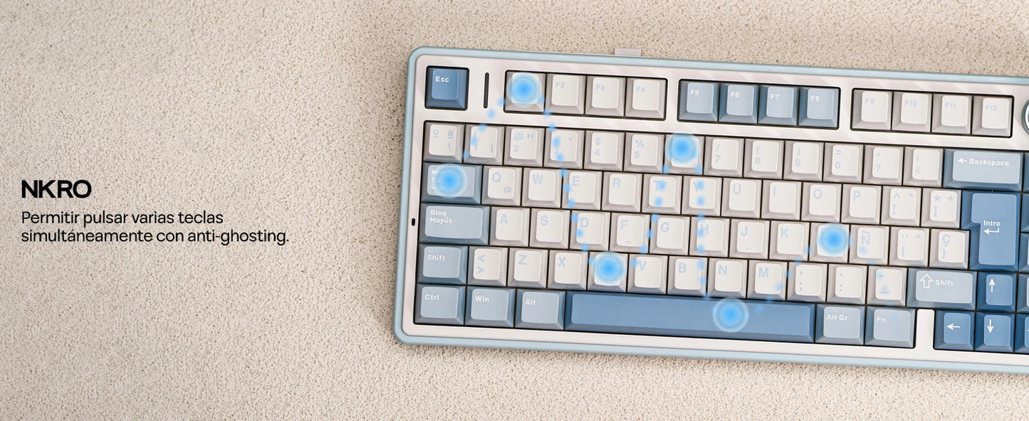 EPOMAKER AULA F75 ISO-ES 75% Spanische QWERTY Hot-Swap, Gasket-Mounted, kabelgebundene/Bluetooth/2.4GHz kabellose mechanische Gaming-Tastatur mit RGB-Hintergrundbeleuchtung