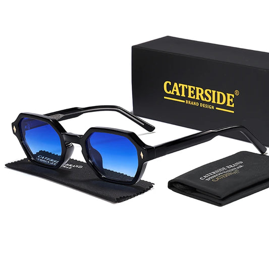 CATERDIDE Retro Polygonal Men Sunglasses Personalized Design Square Frame Sun Glasses for Women Parties Travel Holidays Glasses