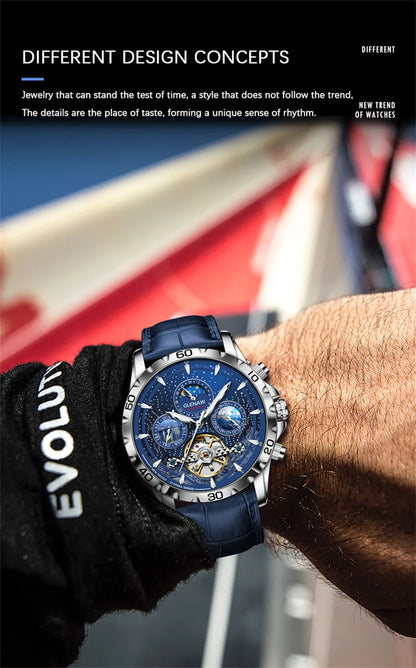 Relojes para hombre GLENAW Design, marca líder de lujo, moda y negocios, reloj automático impermeable para hombre, reloj mecánico para hombre