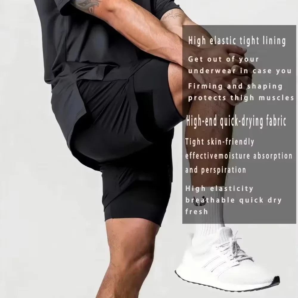 2026 Summer Dragon Ball Super Goku Ultra Instinct Retro Gym Men's Double Layer 2-in-1 Shorts Oversized Print Fitness Streetwear