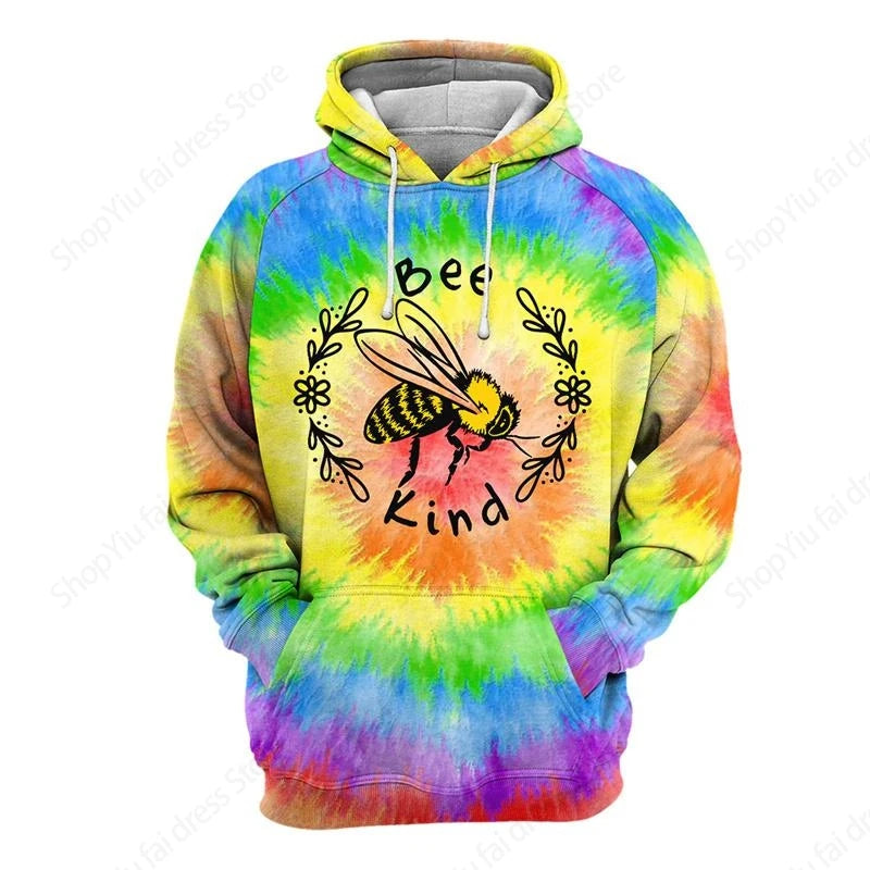 Sweat à capuz vintage para homem com padrão de lobo e abelha, estampado 3D, sweatshirt de moda, casaco para rapaz e mulher, fato de treino 6XL
