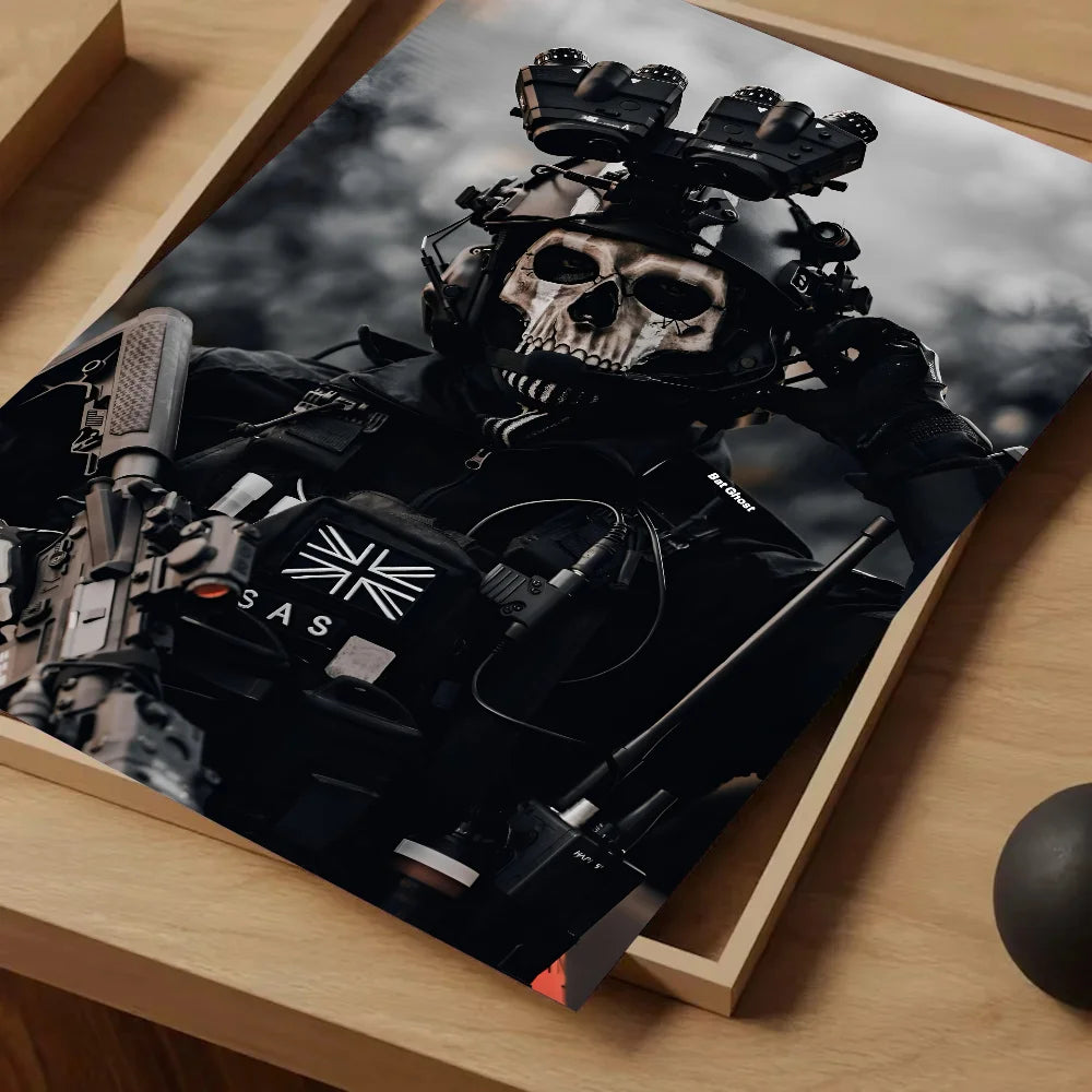 COD Call Of Duty G-Ghosts Poster Self-adhesive Art Waterproof Paper Sticker Coffee House Bar Room Wall Decor