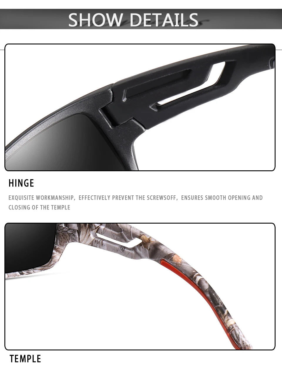 LOISRUBY Camouflage Polarized Cycling Driving Sunglasses Outdoor Tacakle Protection Sports Fishing Running Goggles