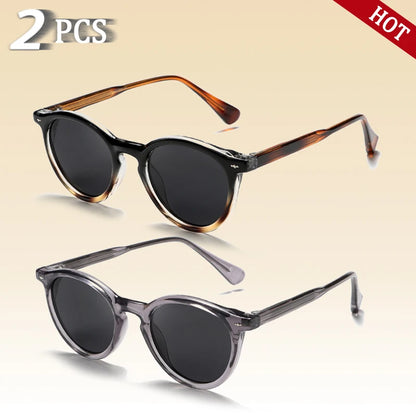 CATERSIDE Round Polarized Sunglasses Men Propionic High Quality Sun Glasses Women Punk Outdoor Driving Fishing Eyewear UV400