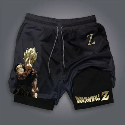 Vegeta Dragon Ball Summer Men Women Fitness 2025 Double-layer Fake Two-piece Loose Sports Training Running Shorts Casual Pants