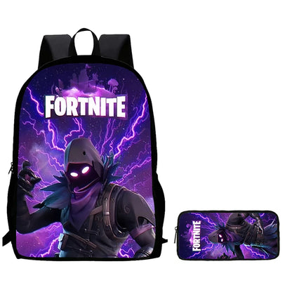 Conjunto de Mochila Infantil Fortnite de 2 Peças com Estojo, Leve e Resistente, Saco Escolar para Rapazes e Raparigas dos 6 aos 9 Anos, Material Escolar Diário