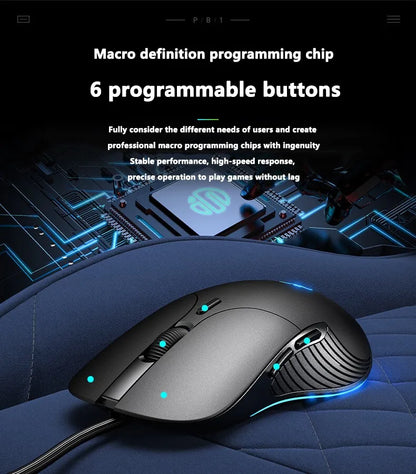 Mouse cablato USB INPHIC B1 silenzioso da ufficio e gaming per PC e laptop