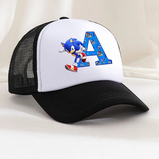 Summer Black Baseball Caps for Adult Cartoon Letters Sonics Boys Girls Outdoor Sports Breathable Mesh Hat Cute Anime Sunbonnet
