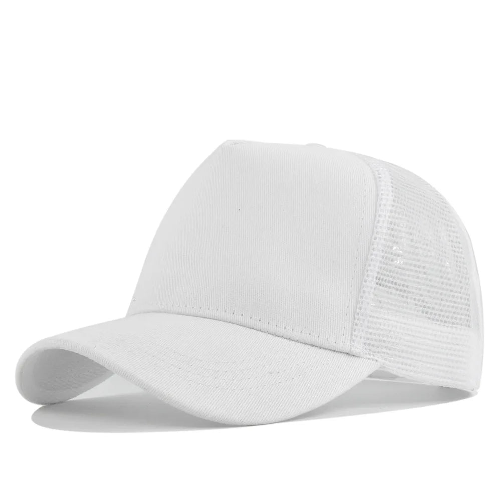 Customized Logo Hard Top 5 Panels Mesh Baseball Cap For Men Women Advertising Cap Breathable Sun Hat Solid Color Visor Gorra