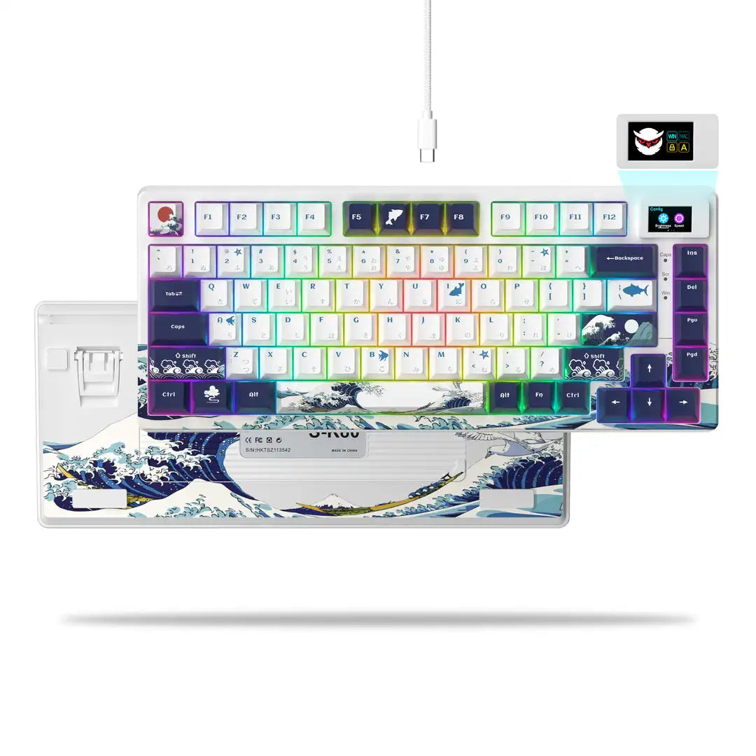 Tastiera gamer Womier S-K80 con display OLED a colori, tastiera meccanica gaming hot-swap con struttura gasket mount, RGB personalizzabile