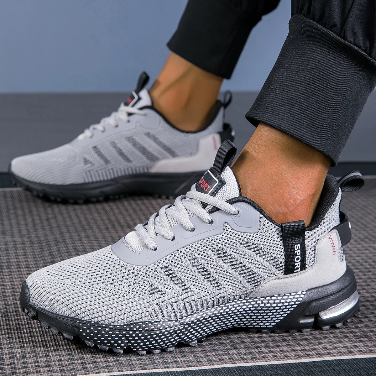 Men's Running Shoes, Lightweight Breathable Jogging Sport Shoes, Male Lace-up Fashion Comfort Non-Slip Casual Sneakers for Men