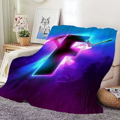F-Fortnite Logo Game Decke – weiche Kuscheldecke für Picknick, Bett, Sofa, Zuhause und Schlafzimmer, gemütlich warm und komfortabel