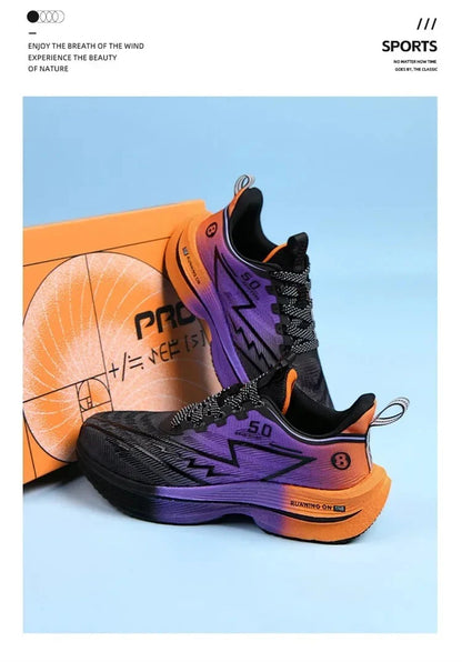 Brand Men's Carbon Plate Running Shoes, Soft Cushion, Shock Absorbing Sports Shoes, Unisex Sneakers, Light Anti-Slip Training Shoes