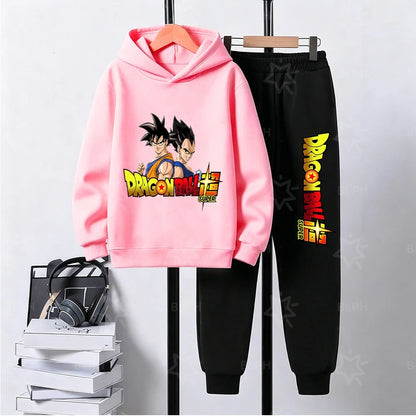 Produit gaming premium Fraquane, Dragon Ball Super Son Goku Printed Hooded Sweatshirt Suit Casual Loose Anime Streetwear Hoodie Pants 2 Piece Set for Men Boys