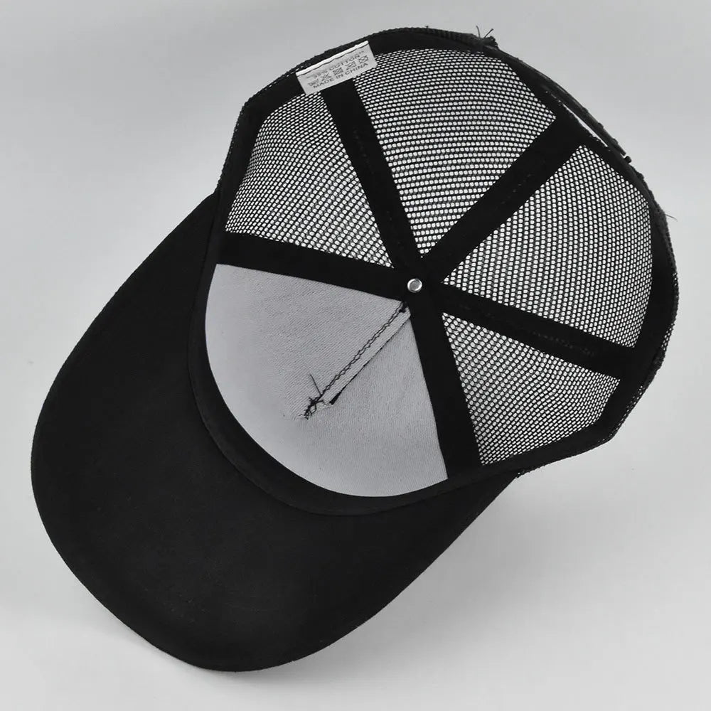 Customized Logo Hard Top 5 Panels Mesh Baseball Cap For Men Women Advertising Cap Breathable Sun Hat Solid Color Visor Gorra