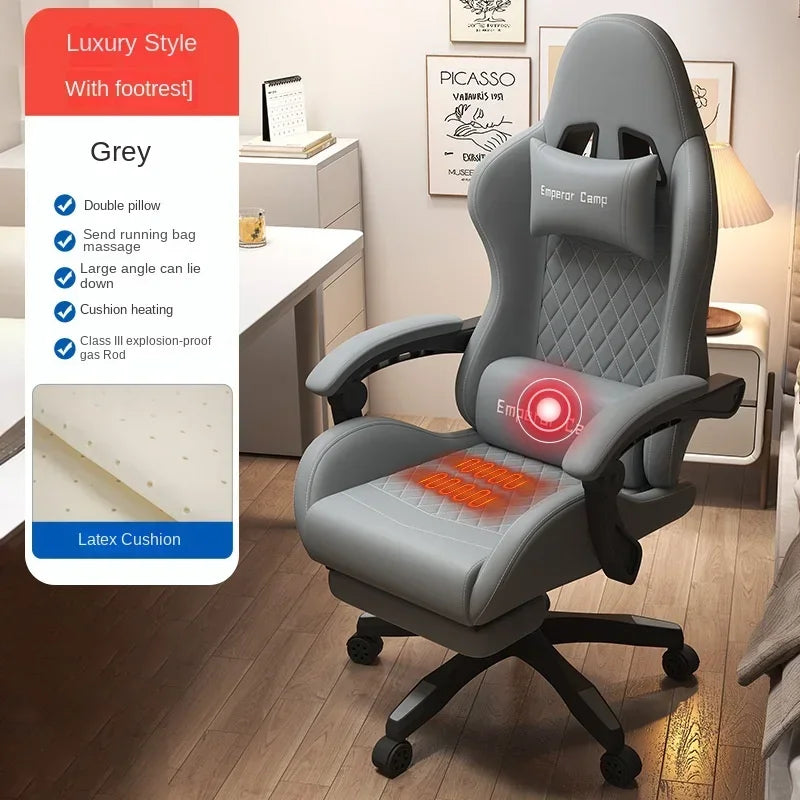 Cadeira Gaming Hestora em Couro PU Grande e Alta, Ergonómica, de Encosto Alto, para Computador, com Apoio para os Pés, Massagem e Suporte Lombar para Adultos