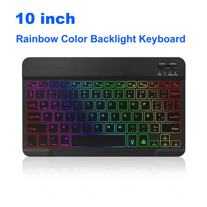 Mini-Bluetooth-Tastatur RGB kabellose Tastatur 10 Zoll beleuchtete Tastatur mit Hintergrundbeleuchtung Touchpad-Tastatur für iOS Android Windows iPad