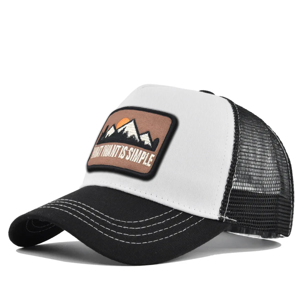 Letter Mesh Breathable Hat Women Men Embroidery Blocking Baseball Cap Sunshade Outdoor Sports Cycling Travel Sun Hat Dad Hat