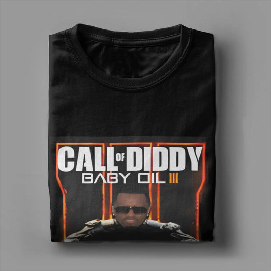 T-shirt til mænd Call of Diddy Party Brainrot Sigma humoristisk 100% bomuld T-shirts kortærmet T-shirt med rund hals klassisk tøj