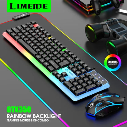 NG GTX350 Set gaming tastiera e mouse per computer e laptop, kit gamer con retroilluminazione LED, tastiera USB cablata GTX350 - Nero