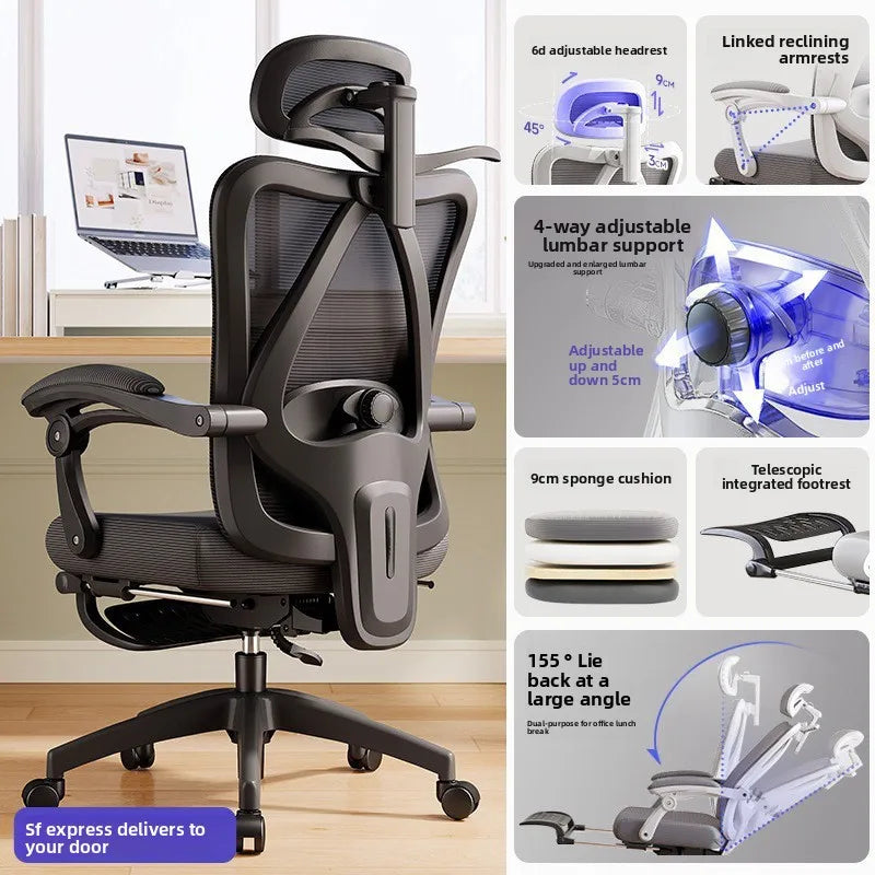 UVR Living Room Office Chair Household Ergonomic Design Armrest Backrest Stool Lift Adjustable Boss Chair Game Athletics Chair