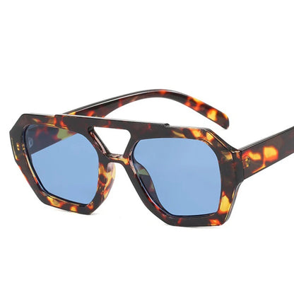 Fashion Pilot Oversized Sunglasses For Women New Double Bridges Sun Glasses Female Retro Square Leopard Purple Eyewear Trendy