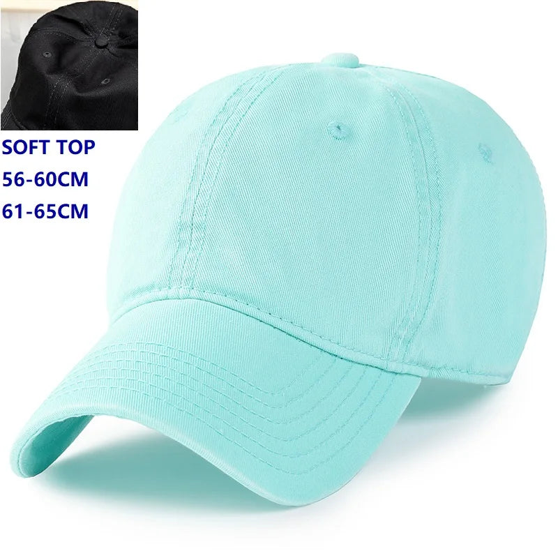 Big Head Plus Size Baseball Cap 100% Cotton Fits Men Women Adjustable Dad Hat Oversize 58-60cm 61-65cm