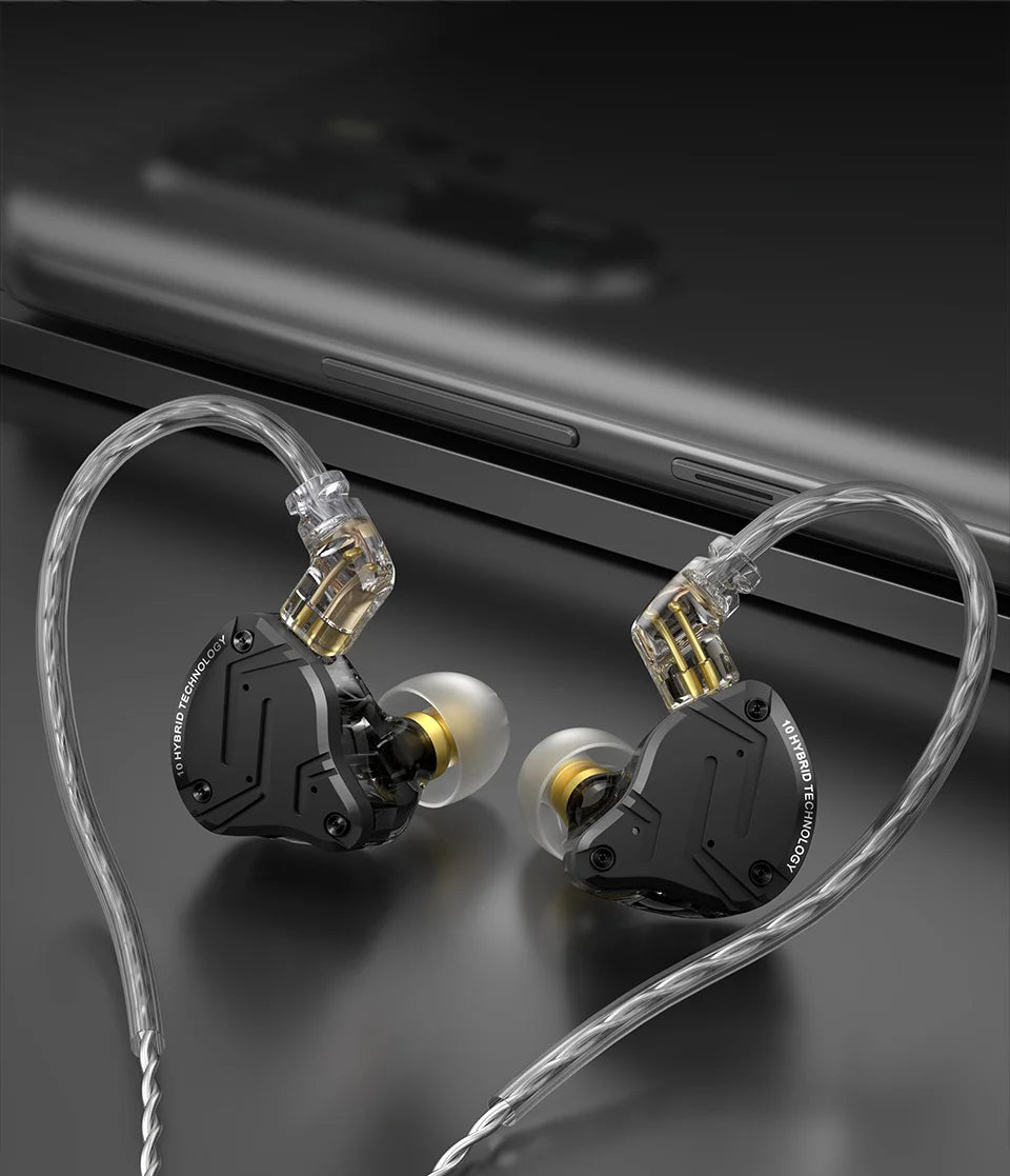 KZ ZS10 Pro X kabelgebundene In-Ear-Ohrhörer HiFi-Bass-Monitor-Earbuds mit abnehmbarem Kabel und Mikrofon