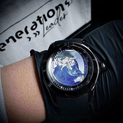 KAFYASE Fashion Earth Bubble Rubber Automatic Watches Luxury Men 46mm Mechanical Wristwatches Art Eye Ball Dial Classic Watch