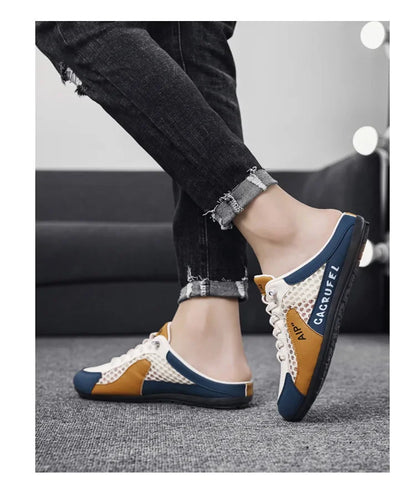 Slip-On-Sportschuhe für Herren mit Schnürung, atmungsaktivem Mesh, unisex, für Frühling und Herbst, niedrig geschnitten, flach, schnell und einfach anzuziehen