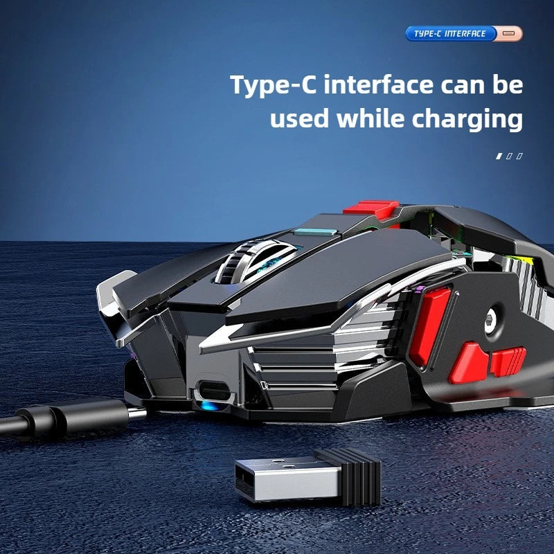 Nuevo 2025 Ratón Gaming Inalámbrico SC300 2.4G RGB 3200dpi Recargable Silencioso Mecánico para E-sports, Ordenador de Sobremesa y Portátil