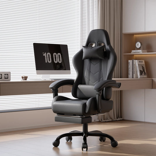 HOMALL Ergonomic Gaming Chair with Low-Noise Roll Office Chair Faux Leather Swing Chair Desk Chair