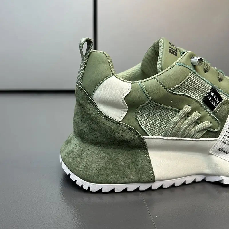 Men's Casual Sports Four Seasons Moccasins Trendy Designer Personality Lace-Up Leather Sneakers Comfortable Breathable