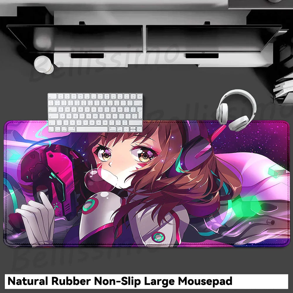 Acessórios Gaming O-Overwatch D-D.va Tapete de Rato Grande para Teclado e Rato, Deskmat XXL Estendido para PC, Tapete Gamer