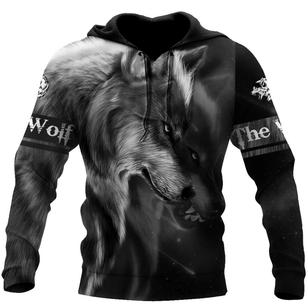 3D-bedruckter Wolf-Hoodie Unisex – cooler Pullover mit Tiergrafik, Sweatshirt für Herren-Streetwear