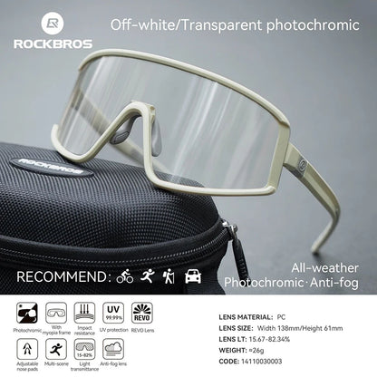 ROCKBROS Cycling Glasses Polarized Photochromic Anti-Fog Sunglasess Windproof Goggles Sport MTB Road Bike Shades