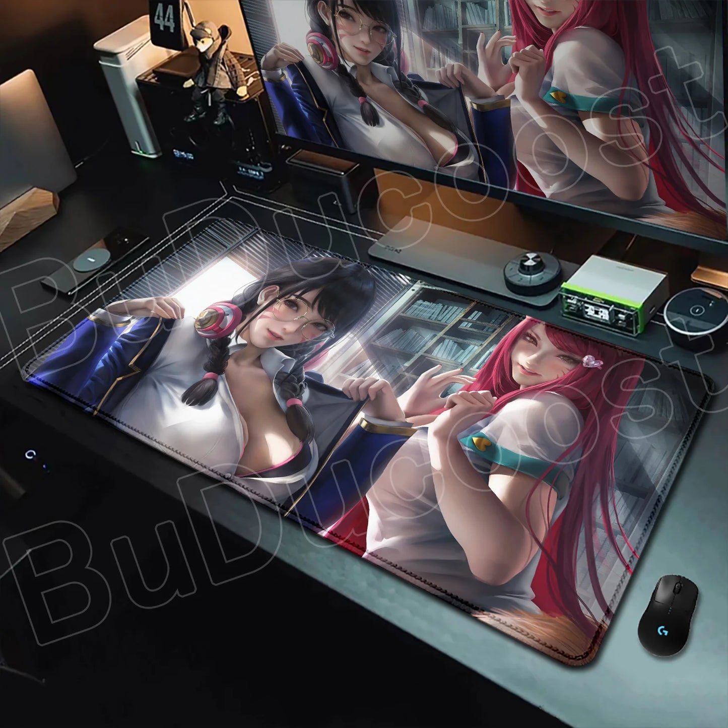 Tapete de rato gaming Overwatch Anime Girl grande XXL com impressão HD, base para teclado de computador, portátil e escritório, tapete de secretária em borracha macia 900x400 MM