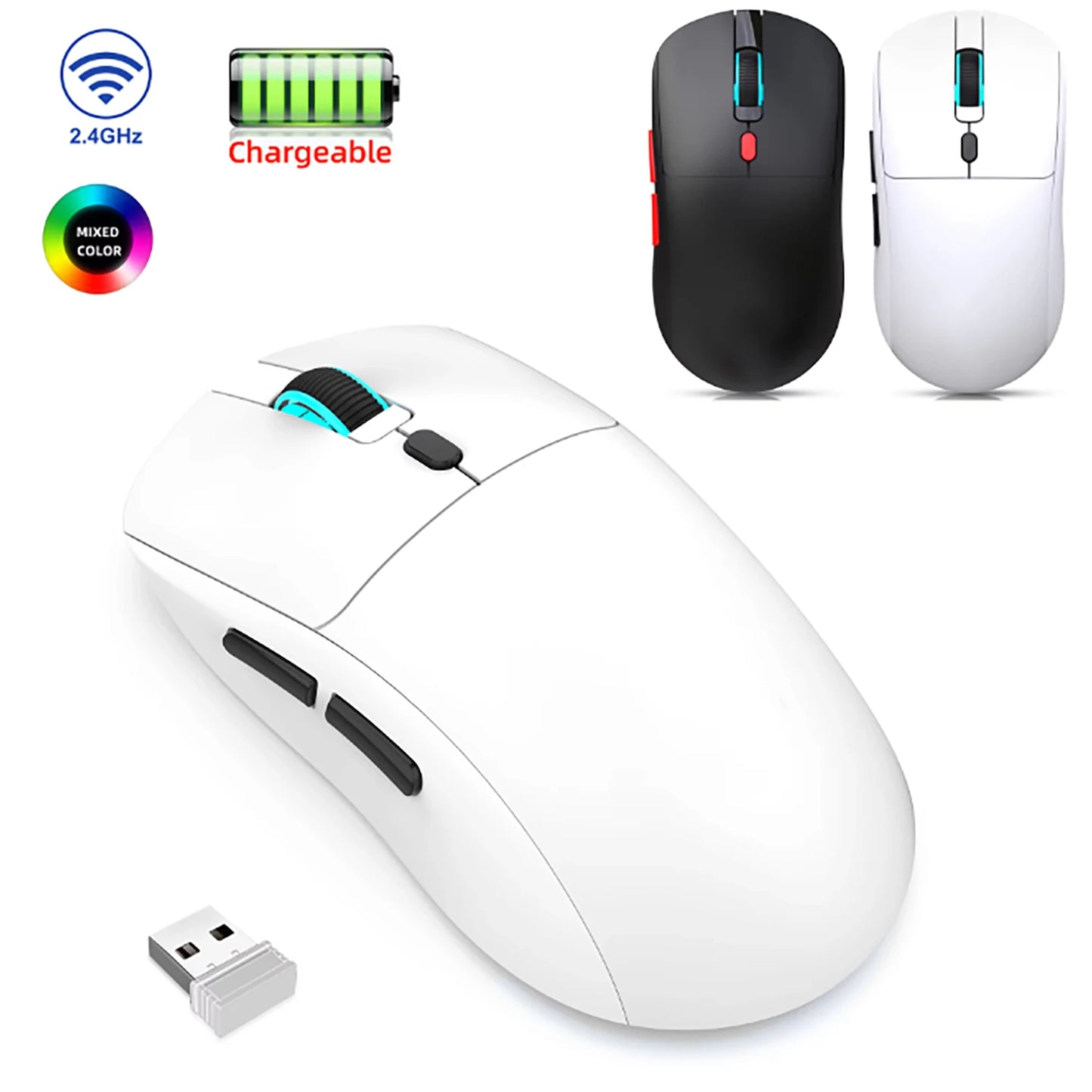 Ratón gaming Bluetooth recargable PAW3395, ligero y ergonómico, ratón inalámbrico para eSport