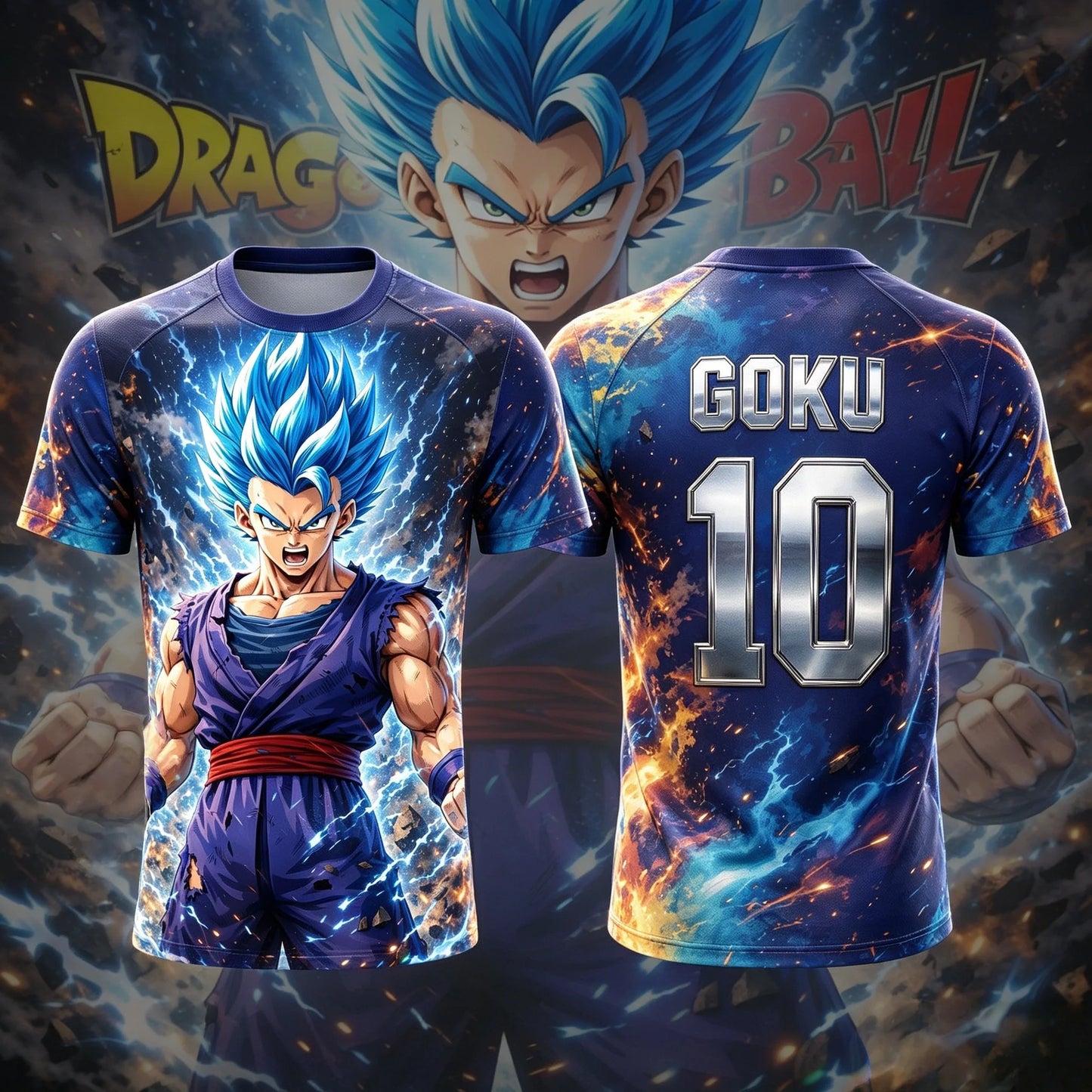 2026 Summer Dragon Ball Super Saiyan Blue Goku 3D Print Jersey Tee Oversized Unisex Men Women Kids Casual Anime Fan Tshirt