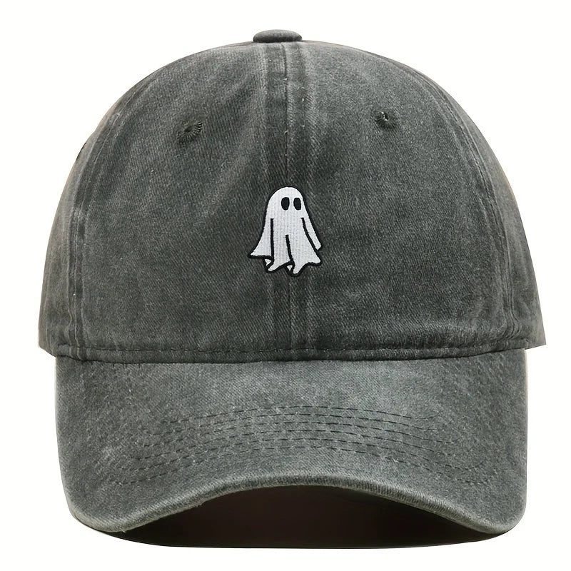Halloween Embroidered Baseball Hat with Cute Ghost Pattern Simple Style Suitable for Men and Women