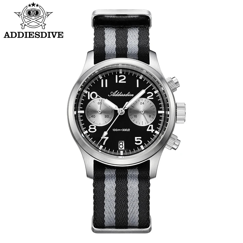 ADDIESDIVE 2025 Nuovi orologi da uomo Panda Eye, orologio al quarzo VK64 rétro di lusso per uomo, cronografo sportivo, impermeabile 100M, luminoso